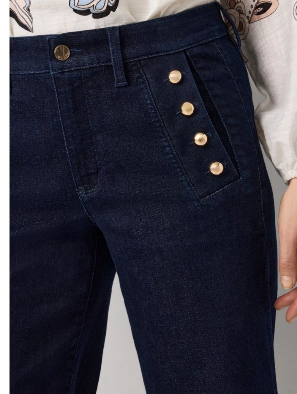 WHBM High Rise Wide Leg Cropped Mariner Jean  SZ 12